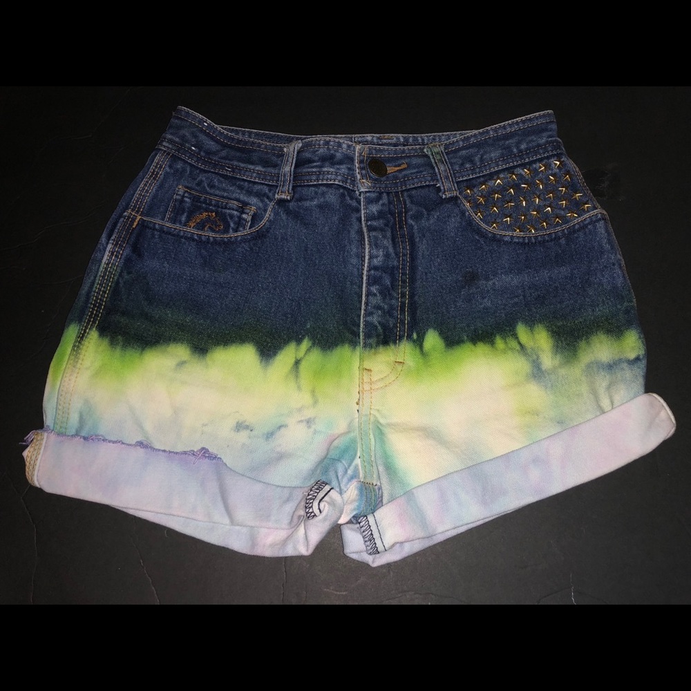 Vintage Jordache Dip Dyed Stud Jean Shorts Sz 7 28